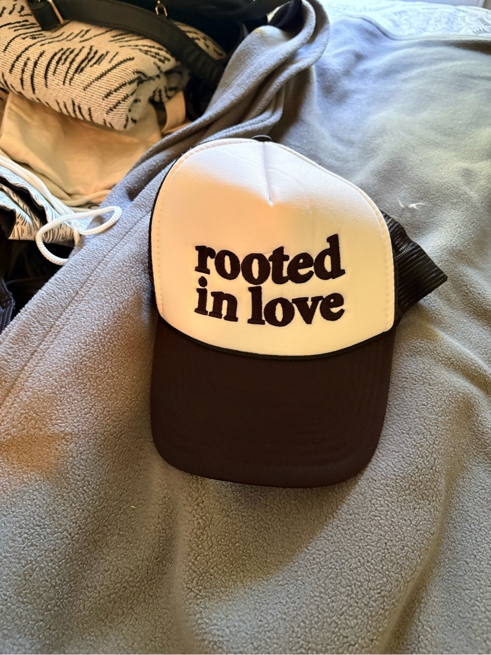Rooted In Love Black & White Trucker Hat